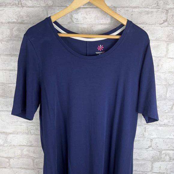 Isaac Mizrahi LIVE Pima Cotton Stretch Knit Casual T-Shirt Dress Navy Blue XL‎ - Picture 2 of 11
